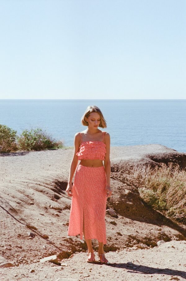 Tiered Frill Top in Red Bloom - Image 2