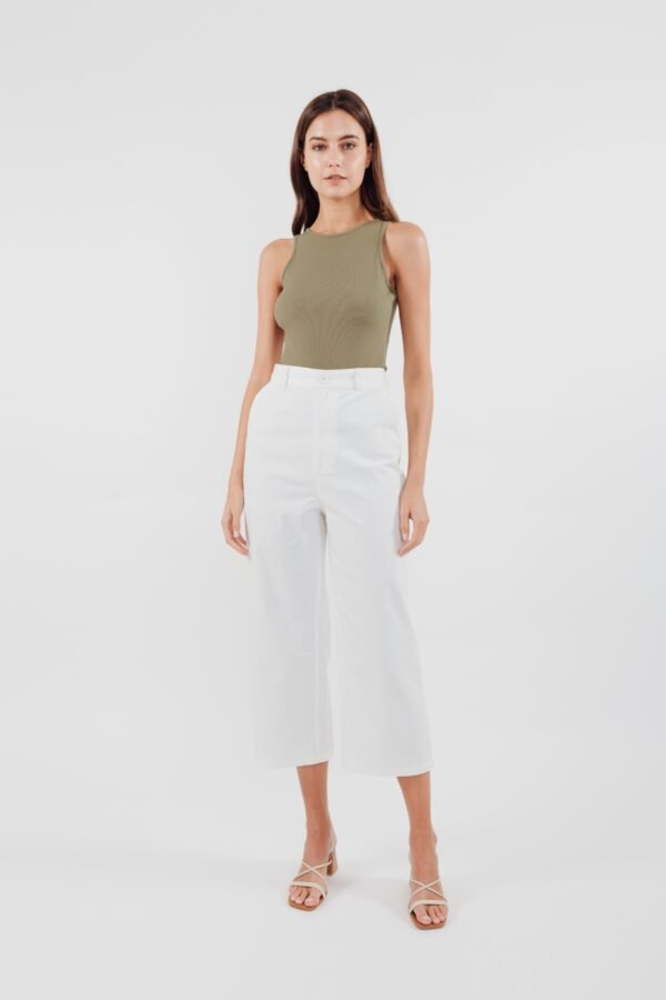 Cropped Culottes in White - Image 2
