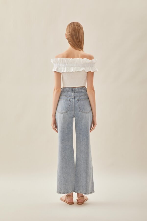 Off Shoulder Top with Ruffles in White - Image 8