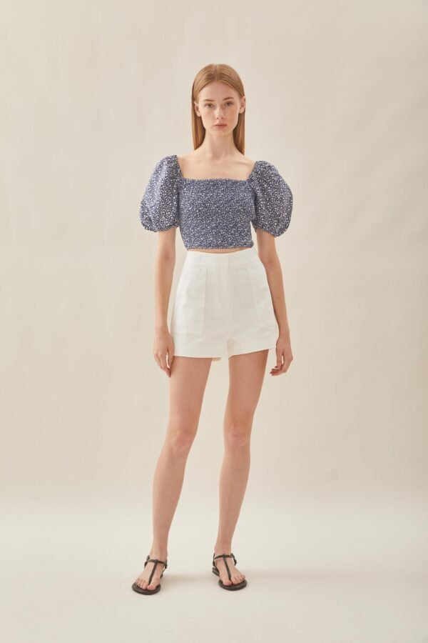 Puffed Sleeved Shirred Top in Moonlight Bloom - Image 3
