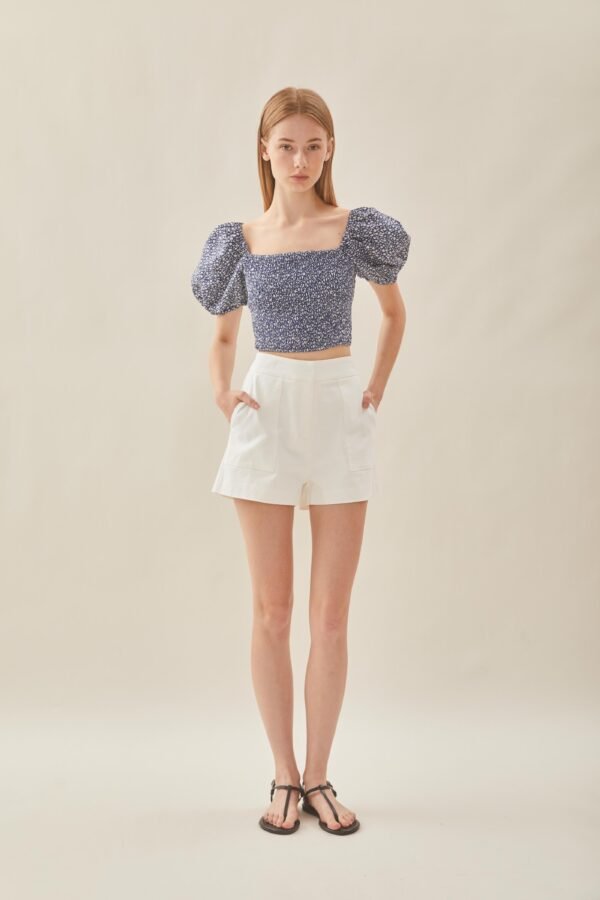 Puffed Sleeved Shirred Top in Moonlight Bloom - Image 5