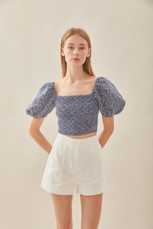 Puffed Sleeved Shirred Top in Moonlight Bloom - Image 7