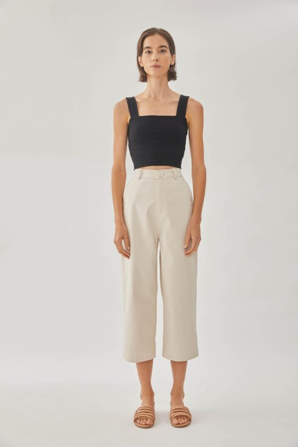 Cotton Blend Culottes in Ecru