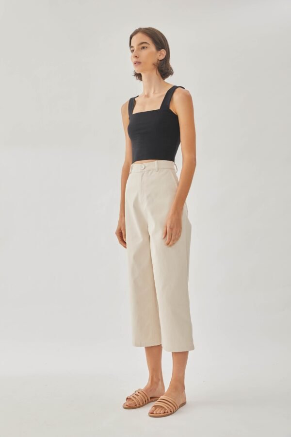 Cotton Blend Culottes in Ecru - Image 5