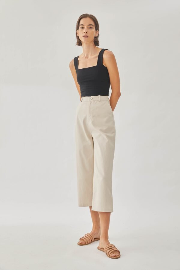 Cotton Blend Culottes in Ecru - Image 4