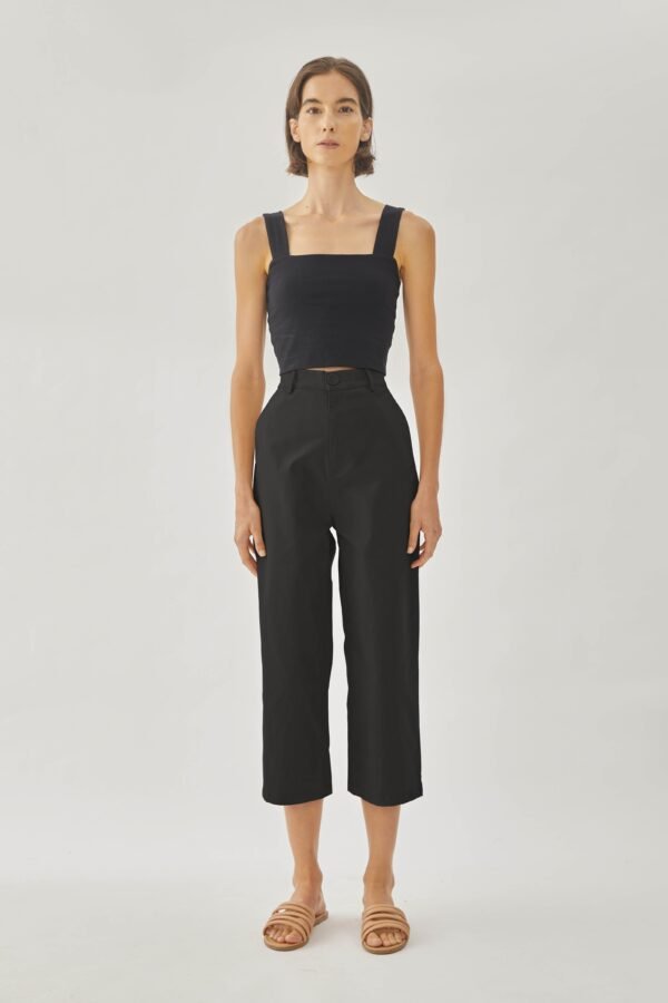 Cotton Blend Culottes in Black - Image 2