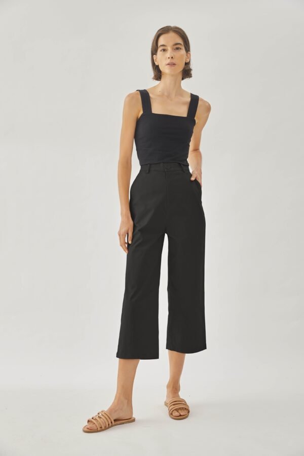 Cotton Blend Culottes in Black - Image 3