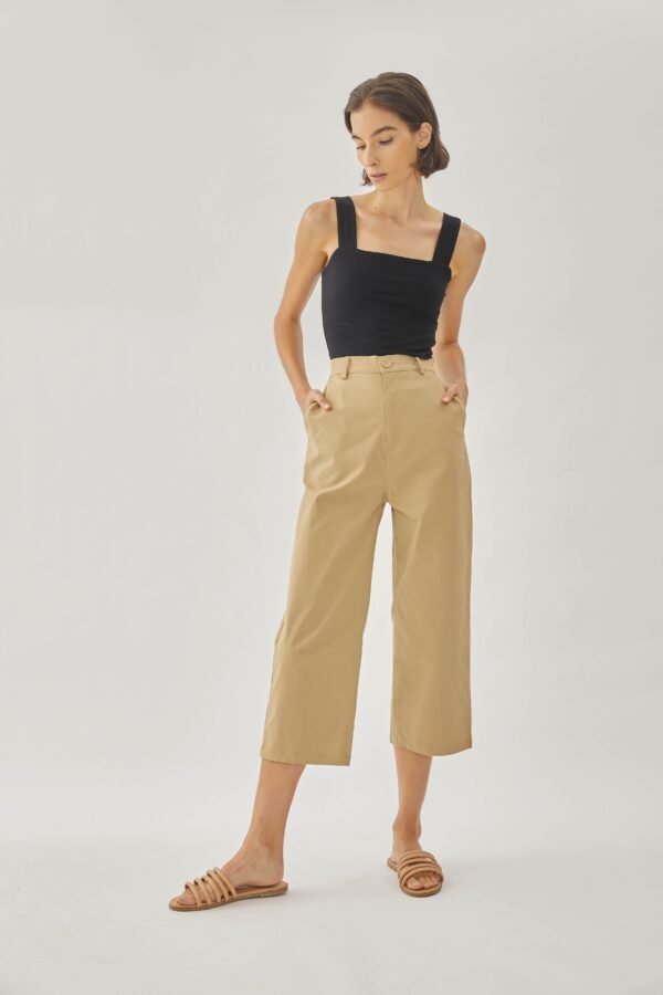 Cotton Blend Culottes in Sand - Image 6
