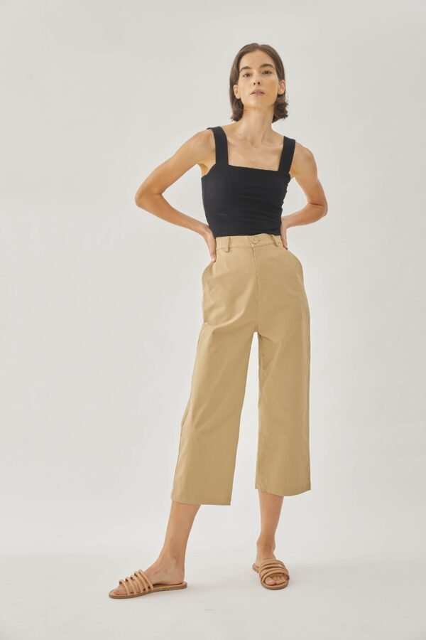 Cotton Blend Culottes in Sand - Image 8
