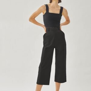Cotton Blend Culottes in Black