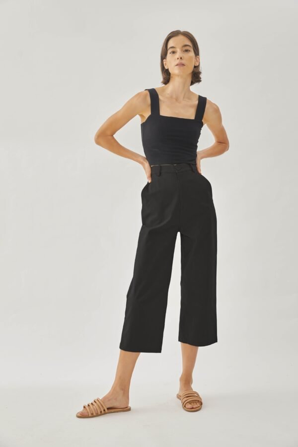 Cotton Blend Culottes in Black