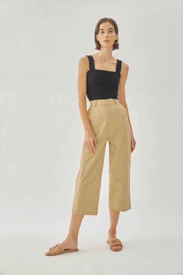 Cotton Blend Culottes in Sand - Image 9