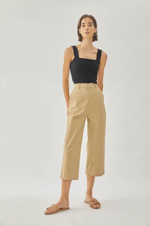 Cotton Blend Culottes in Sand - Image 11