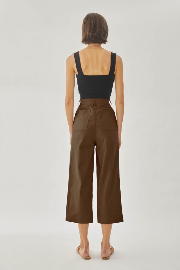 Cotton Blend Culottes in Soil - Image 4