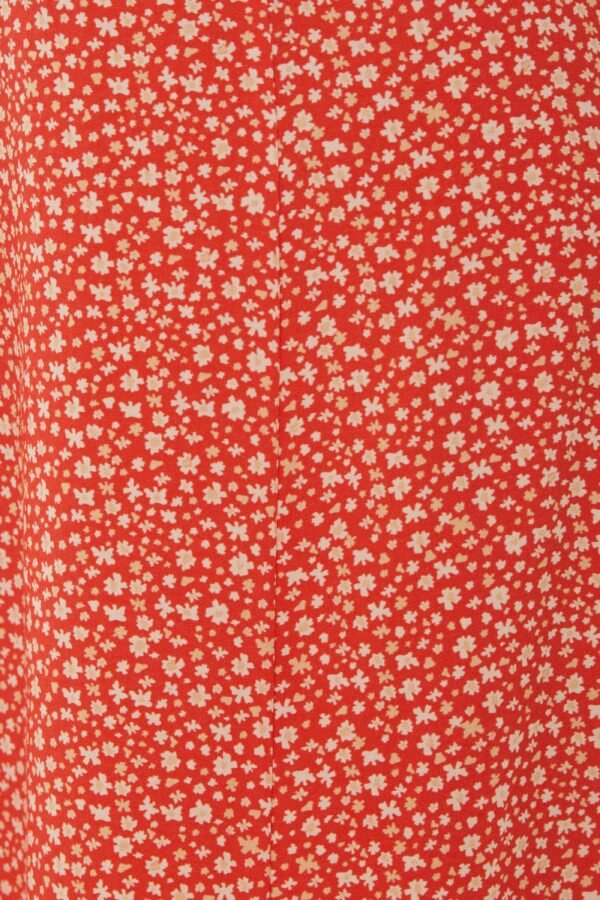 Cotton Blend Skirt with Slit in Red Bloom - Image 9