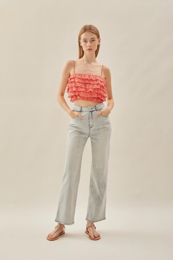 Tiered Frill Top in Red Bloom - Image 4