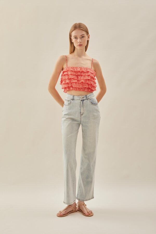 Tiered Frill Top in Red Bloom - Image 6