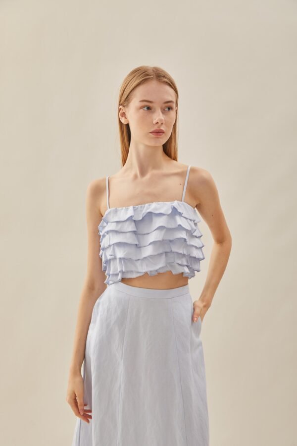 Tiered Frill Top in Mist Blue - Image 5