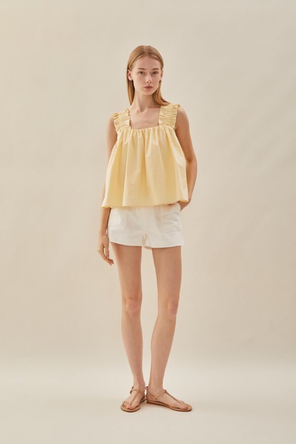 Flared Square Neck Top in Soft Yellow - Image 2