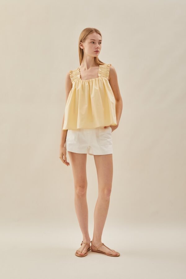 Flared Square Neck Top in Soft Yellow - Image 3