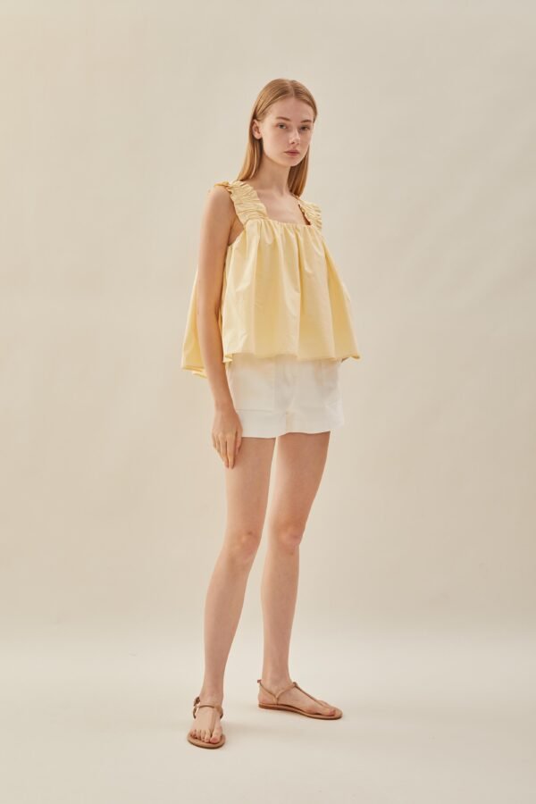 Flared Square Neck Top in Soft Yellow - Image 4