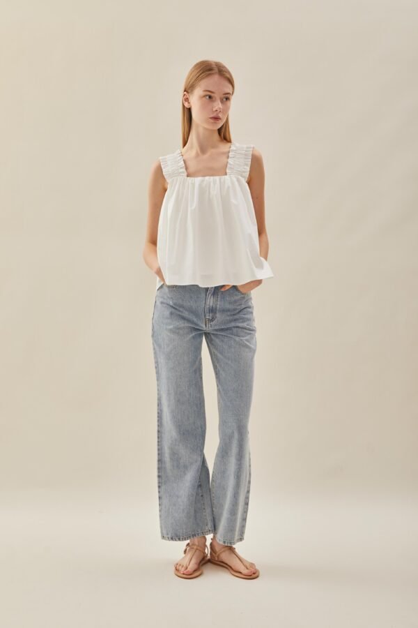 Flared Square Neck Top in White - Image 2