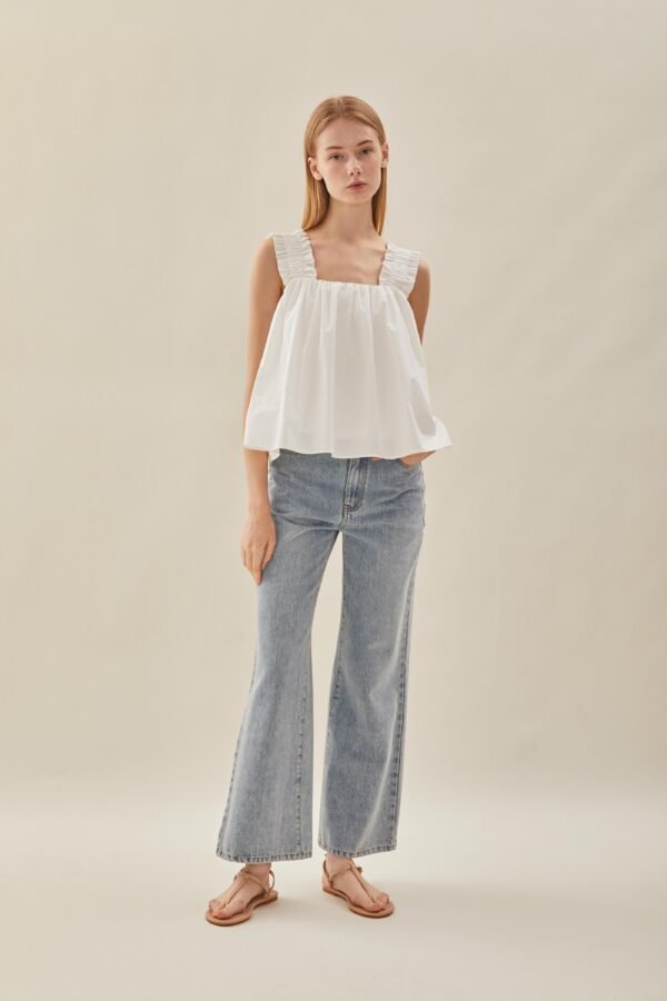 Flared Square Neck Top in White - Image 3