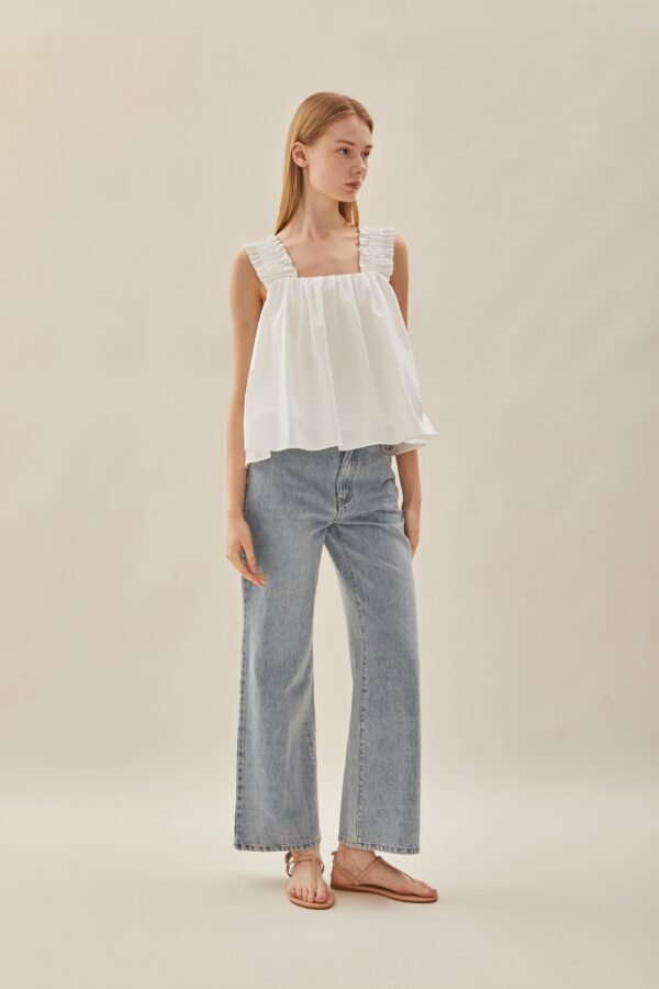 Flared Square Neck Top in White - Image 4