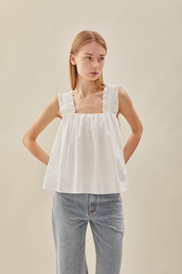 Flared Square Neck Top in White - Image 5
