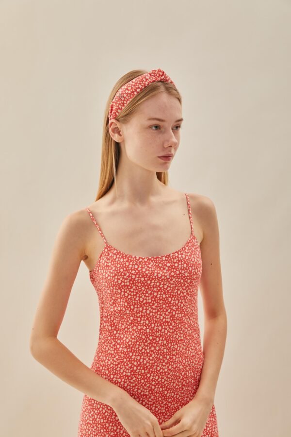 Twist Knotted Headband in Red Bloom - Image 2