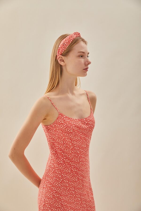 Twist Knotted Headband in Red Bloom - Image 3