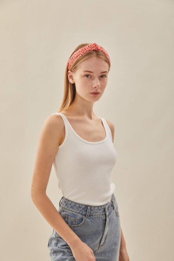 Twist Knotted Headband in Red Bloom - Image 5