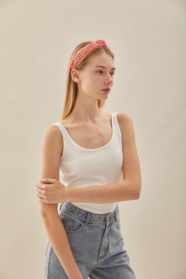 Twist Knotted Headband in Red Bloom - Image 6