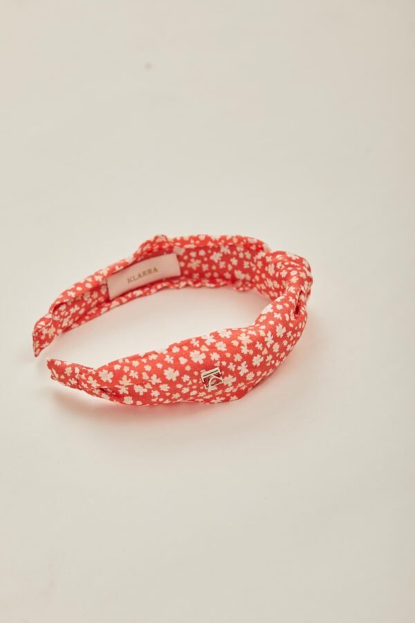 Twist Knotted Headband in Red Bloom - Image 4
