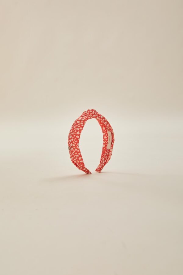 Twist Knotted Headband in Red Bloom - Image 7