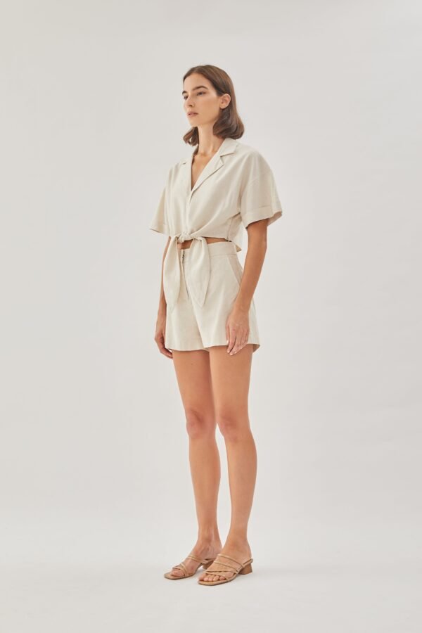 Linen Shorts in Natural - Image 6