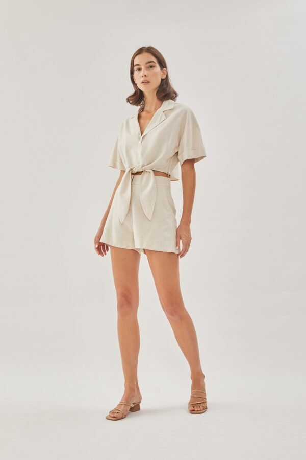 Linen Shorts in Natural - Image 4