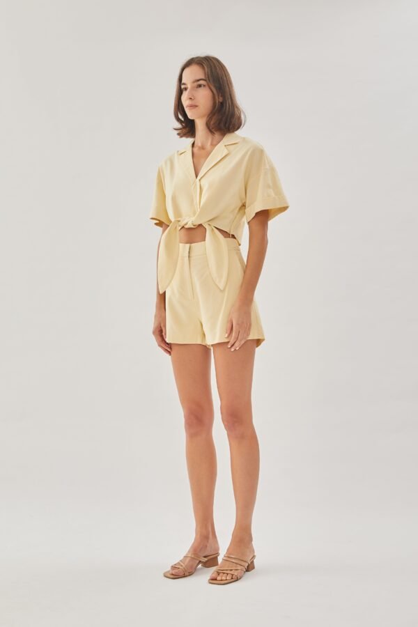 Linen Shorts in Soft Yellow - Image 5