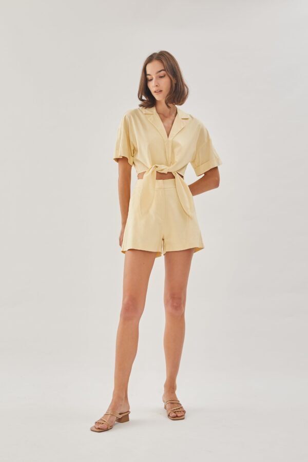 Linen Shorts in Soft Yellow - Image 2