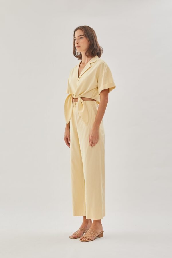 Linen Straight Pants in Soft Yellow - Image 6