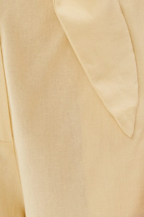 Linen Straight Pants in Soft Yellow - Image 10