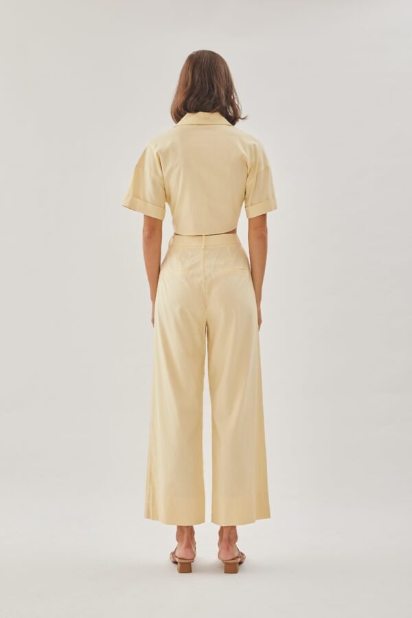 Linen Straight Pants in Soft Yellow - Image 8