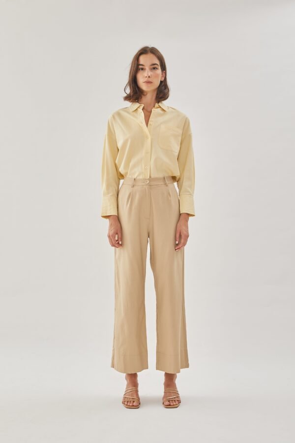 Linen Straight Pants in Sand