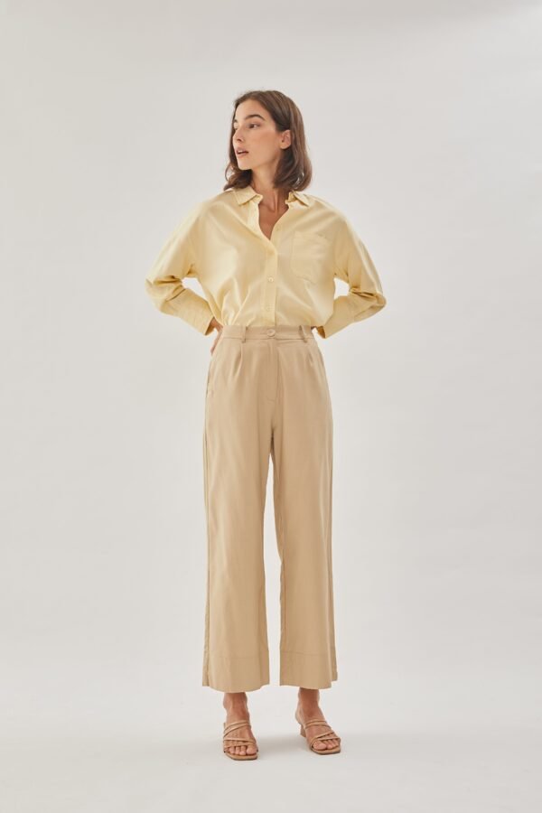 Linen Straight Pants in Sand - Image 9