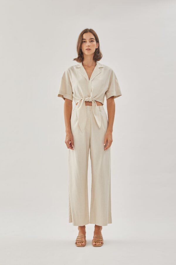 Linen Straight Pants in Natural