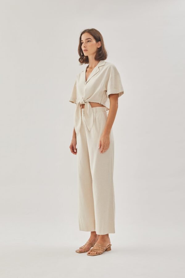 Linen Straight Pants in Natural - Image 11