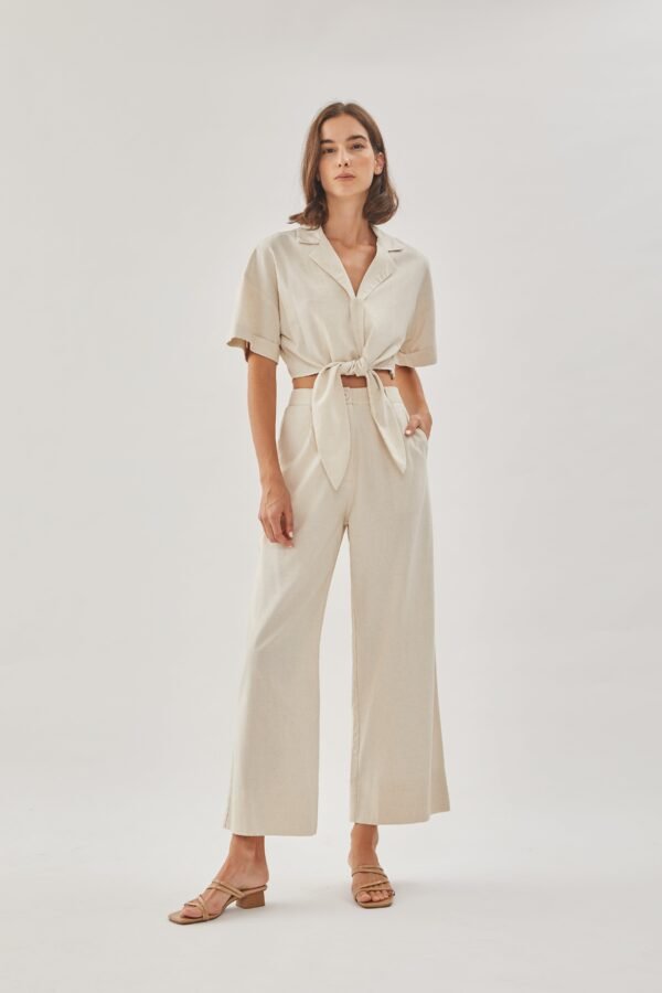 Linen Straight Pants in Natural - Image 4