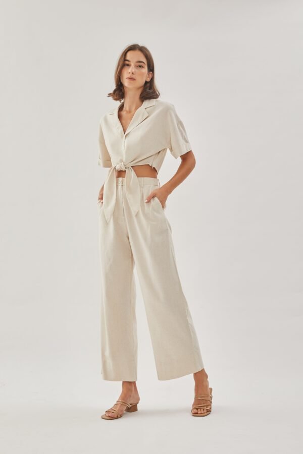Linen Straight Pants in Natural - Image 3