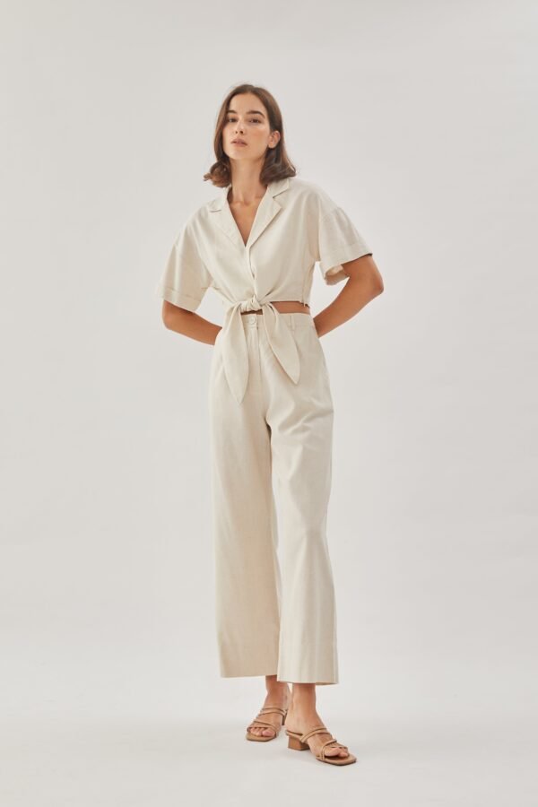 Linen Straight Pants in Natural - Image 8
