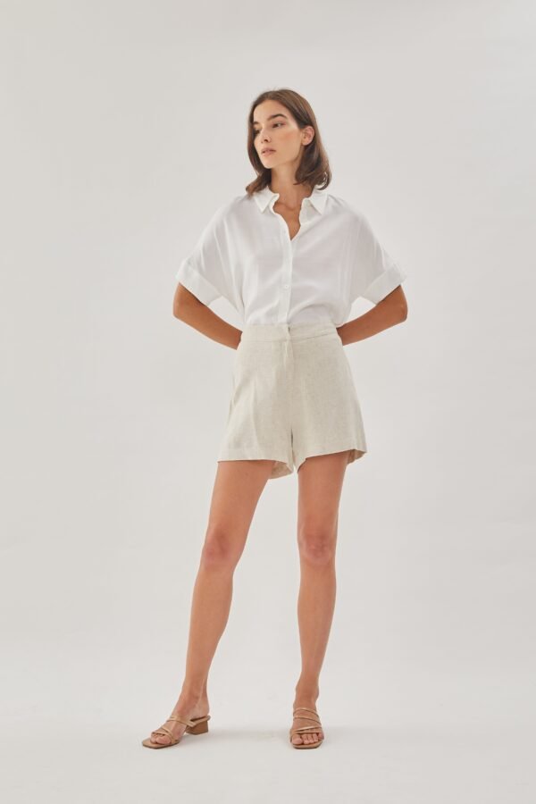 Linen Shorts in Oatmeal - Image 3